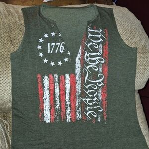 Patriotic Sleeveless Top with Flag Design